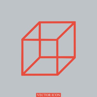 soyut küp düz simgesi 