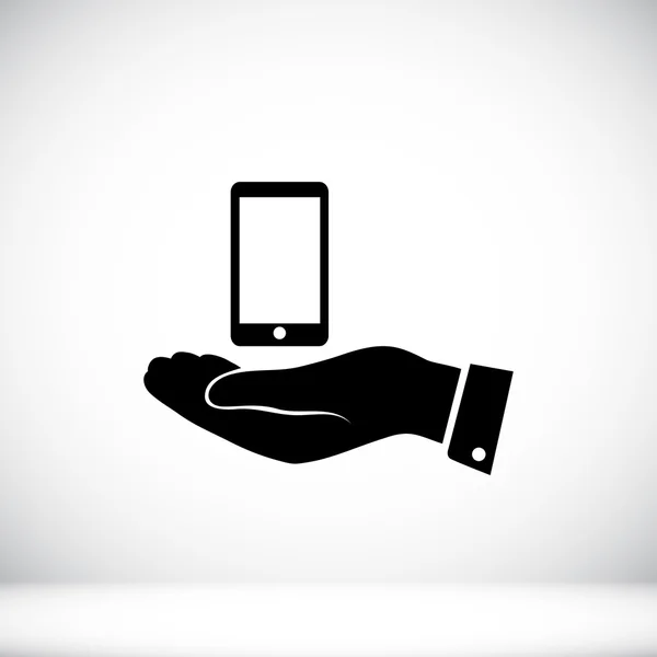 Ikona mobilního telefonu v ruce — Stockový vektor