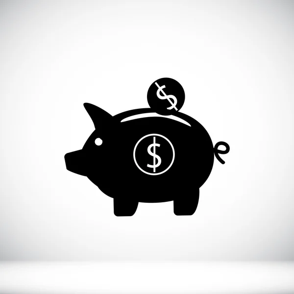 Piggy bank met munt pictogram — Stockvector