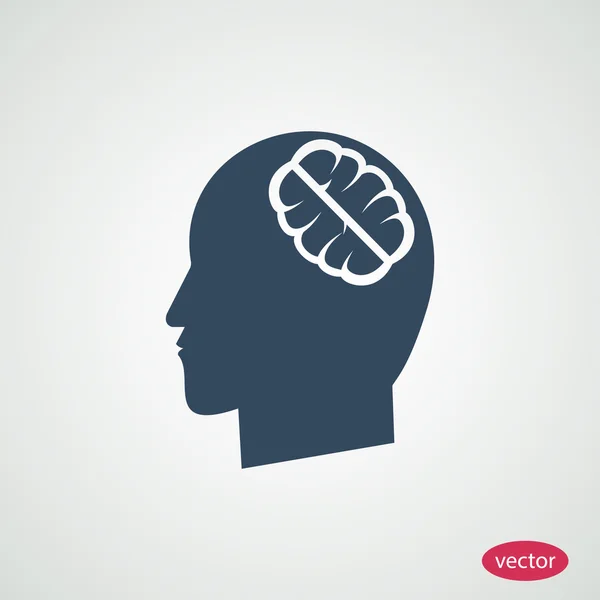 Cervello in testa icona piatta — Vettoriale Stock