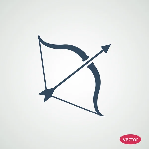 Cupido arco y flecha icono plano — Vector de stock