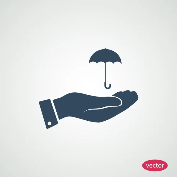 Ομπρέλα με εικονίδιο χεριού — Διανυσματικό Αρχείο