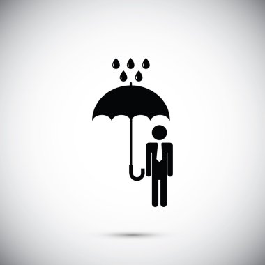bir şemsiye yağmur simgesi olan adam