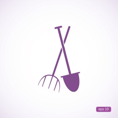 Bahçe ve Bahçe çatal simgesi kürek