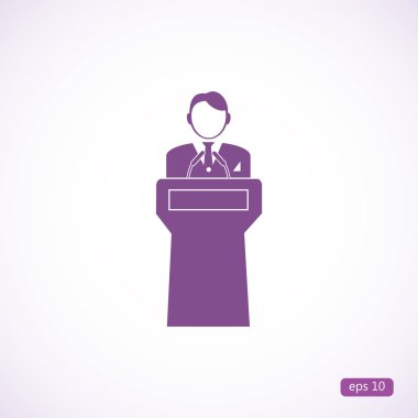 Podyum simgesi arkasında hoparlör standlar