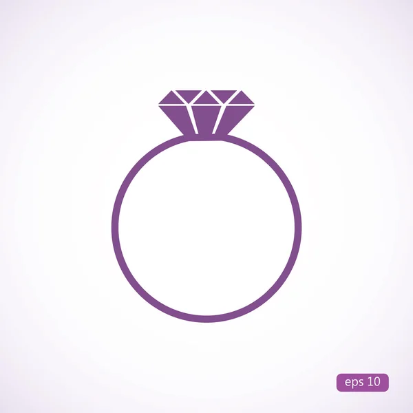 Anillo con icono de diamante — Vector de stock