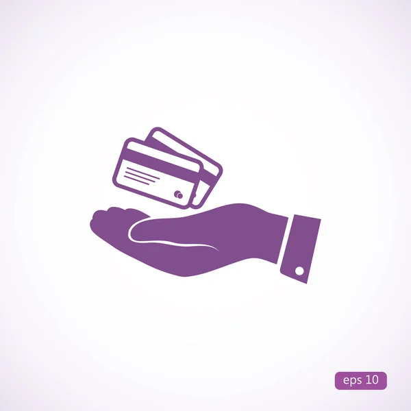 Πιστωτικές κάρτες εικονίδιο στο χέρι — Διανυσματικό Αρχείο
