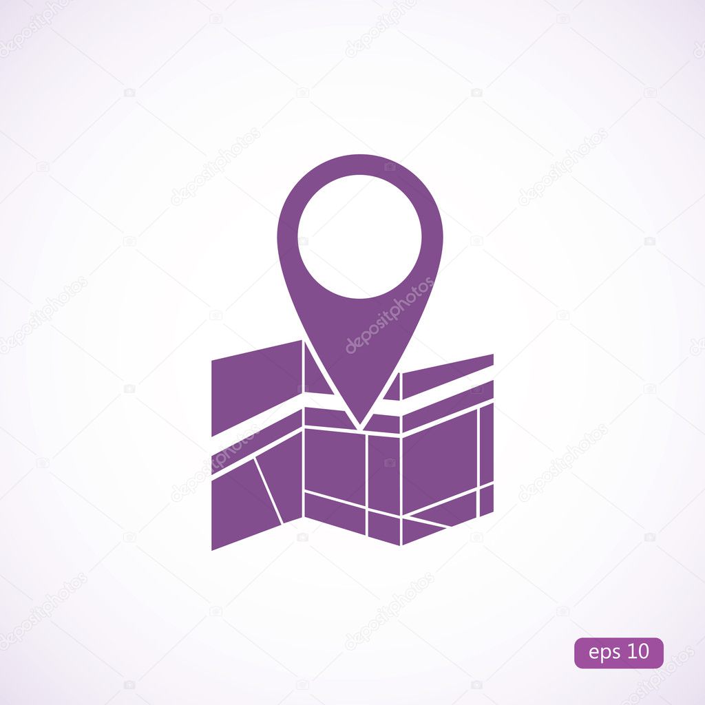 Vector map icon with Pin