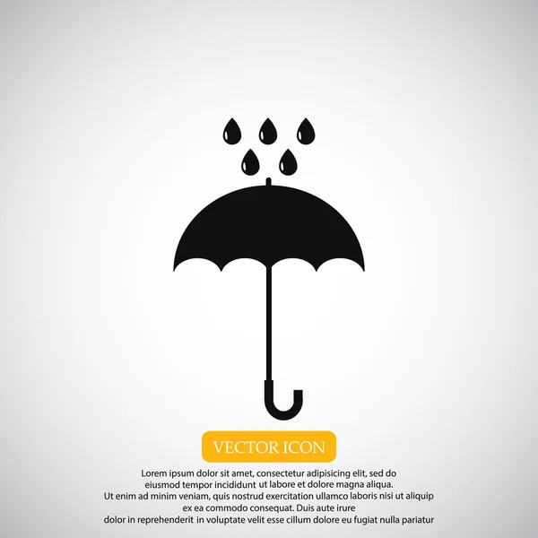 Parapluie et gouttes de pluie icône — Image vectorielle