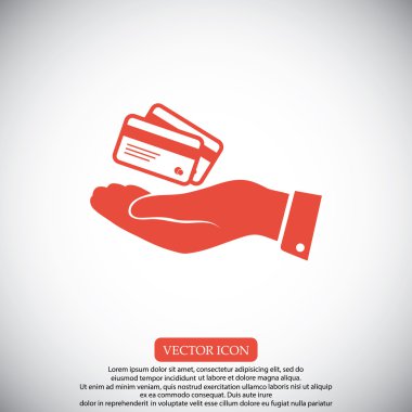 elinde kredi kartı simgesi