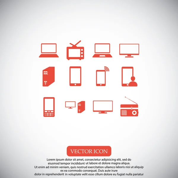 Icônes des dispositifs de communication — Image vectorielle