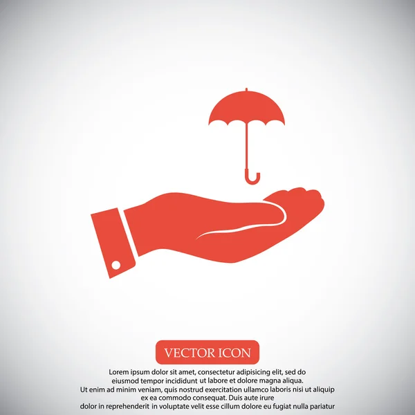 Deštník s ikonou ruky — Stockový vektor
