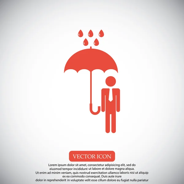 Man with umbrella in rain icon — Stock Vector