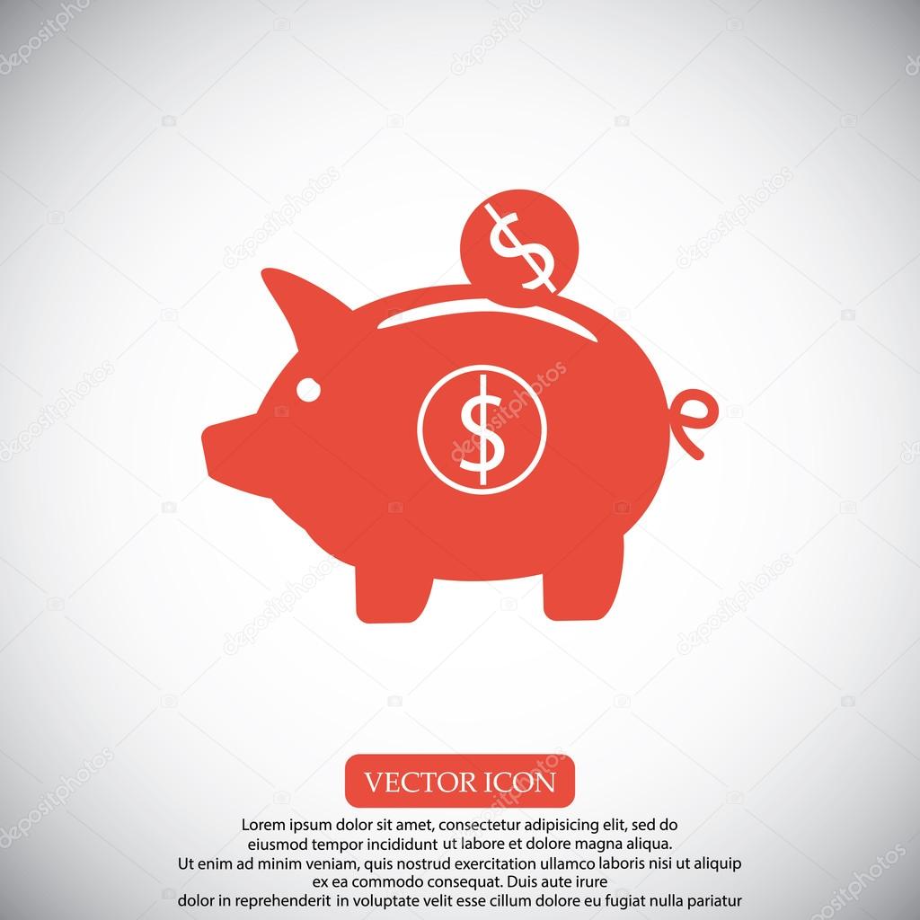 Piggy bank saving money icon