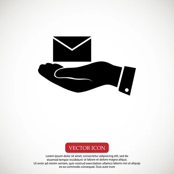 E-Mail in der Hand Symbol — Stockvektor