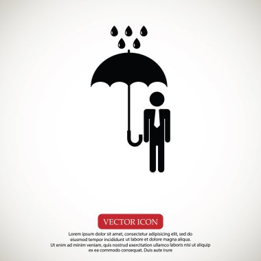 bir şemsiye yağmur simgesi olan adam