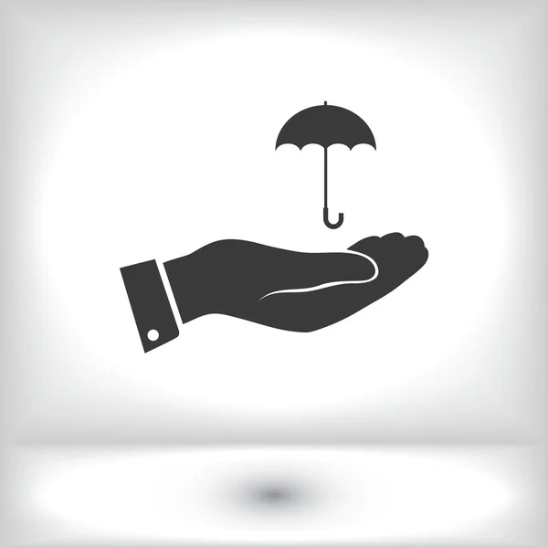 Regenschirm mit Handsymbol — Stockvektor