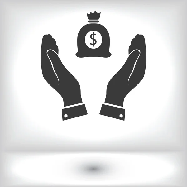 Εικονόγραμμα του εικονιδίου χρήματα στα χέρια — Διανυσματικό Αρχείο