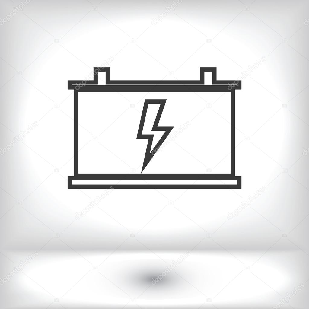 Icône Batterie de Voiture Isolée sur : image vectorielle de stock