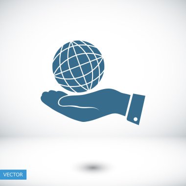 Dünya dünya el simgesi ile