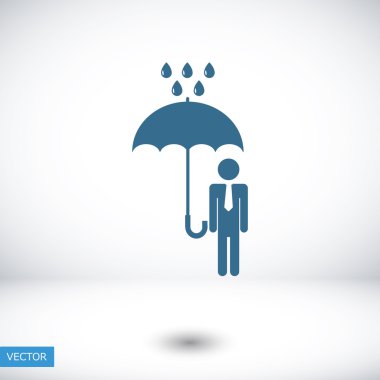 bir şemsiye yağmur simgesi olan adam