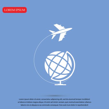 Seyahat Dünya ve uçak simgesi
