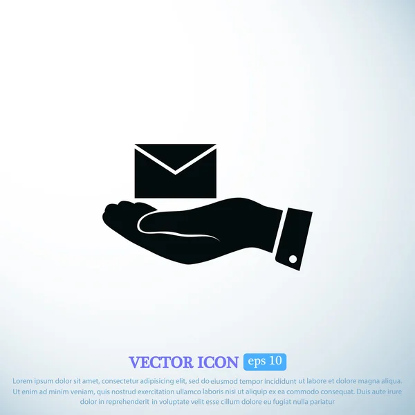 Email in hand icon — Stock Vector