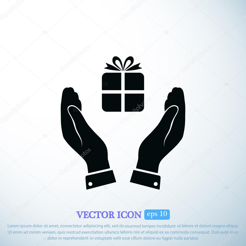 gift in human hands icon