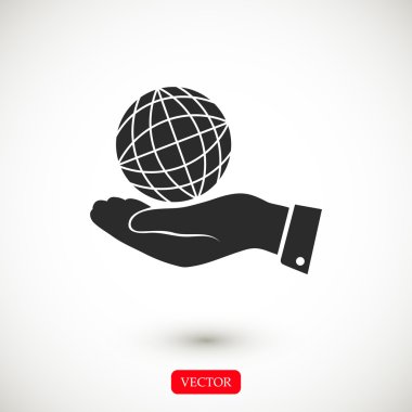 Dünya dünya el simgesi ile