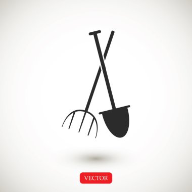 Bahçe ve Bahçe çatal simgesi kürek