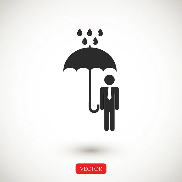 Man with an umbrella in the rain icon — Stock Vector