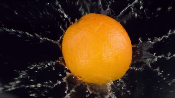 Orange drops on a wet table — Stock Video