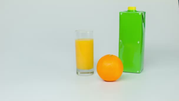 Pacote de suco de laranja, pacote — Vídeo de Stock