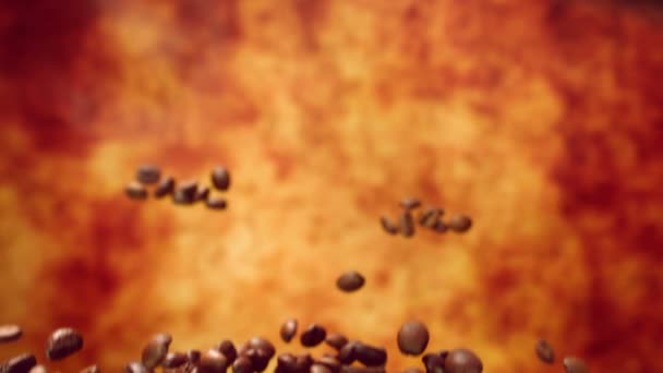Kaffeebohnen fliegen in die Luft — Stockvideo