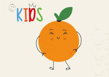 Şirin Turuncu Karakter. Çocuklar için Düz Vektör İllüstrasyonu