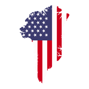 ABD Bayrak Renklerinde Grönland Haritası Siyasi Kavram İzole edilmiş PNG.