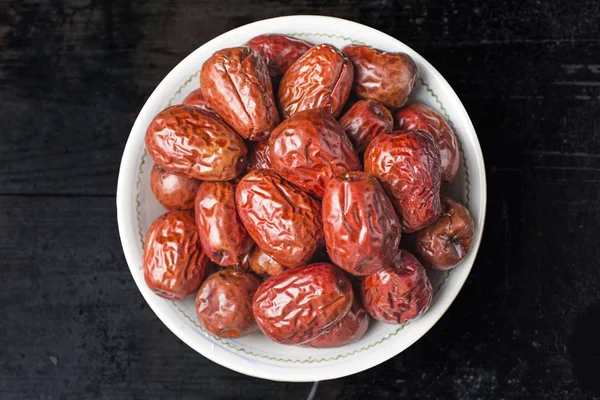 Tâmaras vermelhas, jujuba, jujuba Hetian, fruta, fruta seca, doce, comida vermelha, jujuba Xinjiang, jujuba em Ruoqiang — Fotografia de Stock
