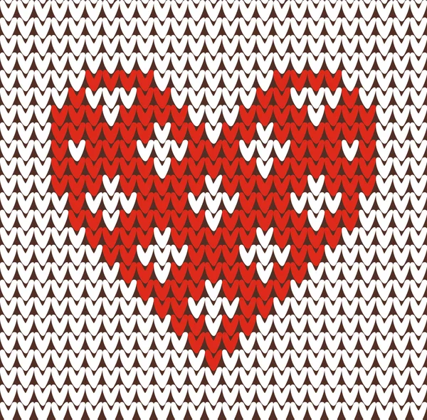 Patrón sin costuras sobre el tema de San Valentín con una imagen de los patrones y corazones noruegos. Textura de punto de lana — Vector de stock