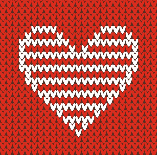 Patrón sin costuras sobre el tema de San Valentín con una imagen de los patrones y corazones noruegos. Textura de punto de lana — Vector de stock