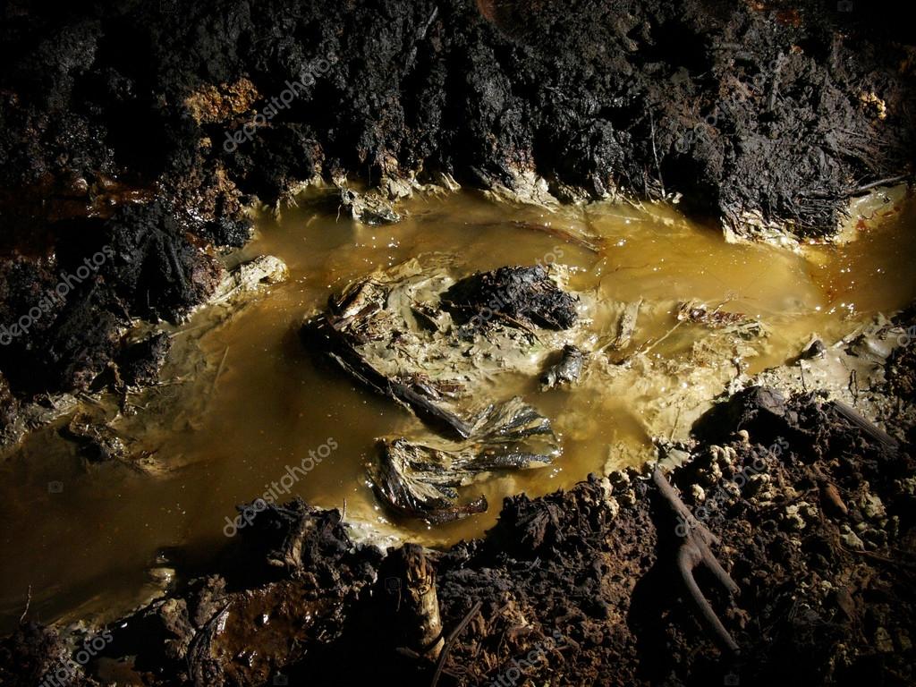 Carcinogenic crude oil pollution produced by illegal oil mining contaminates soil and water in