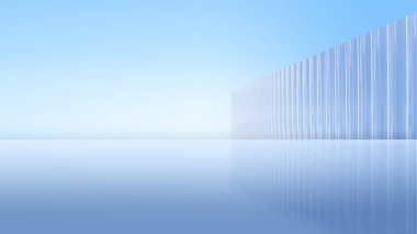 modern architecture, 3 d render, blue background