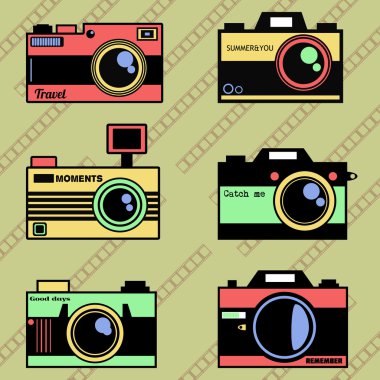 Farklı retro fotoğraf makinesi