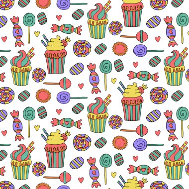 elle çizilmiş tatlılar seamless modeli