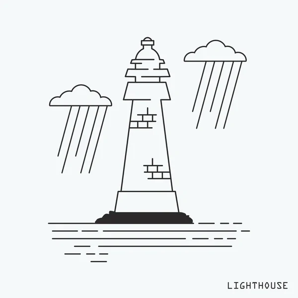 Linearer Leuchtturm mitten auf dem Meer — Stockvektor