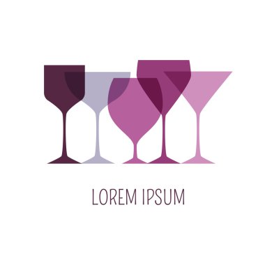 Mor renklerde siluetleri şarap gözlük