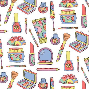 Elle çizilmiş kozmetik desen vektör