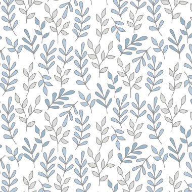 Elle çizilmiş gri yapraklar desen