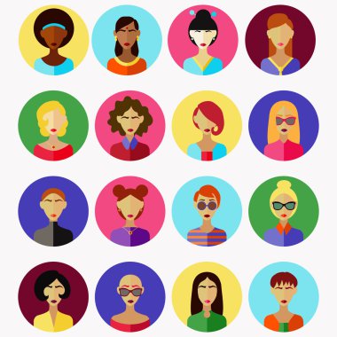 Kadınlar Icons set düz