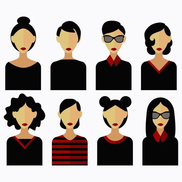 Mulheres ícones planos conjunto — Vetor de Stock