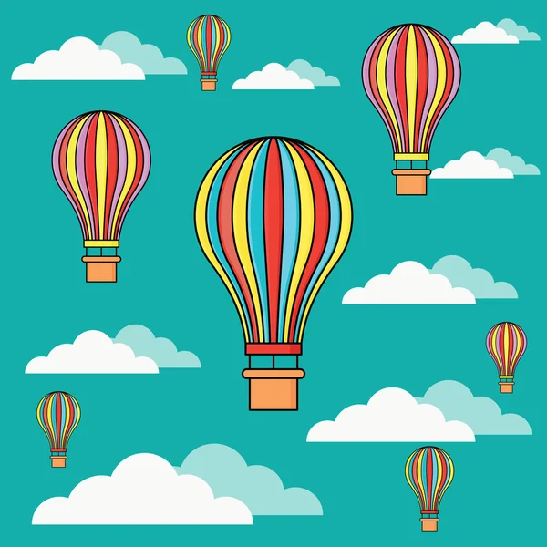 Warme lucht ballonnen in de lucht — Stockvector